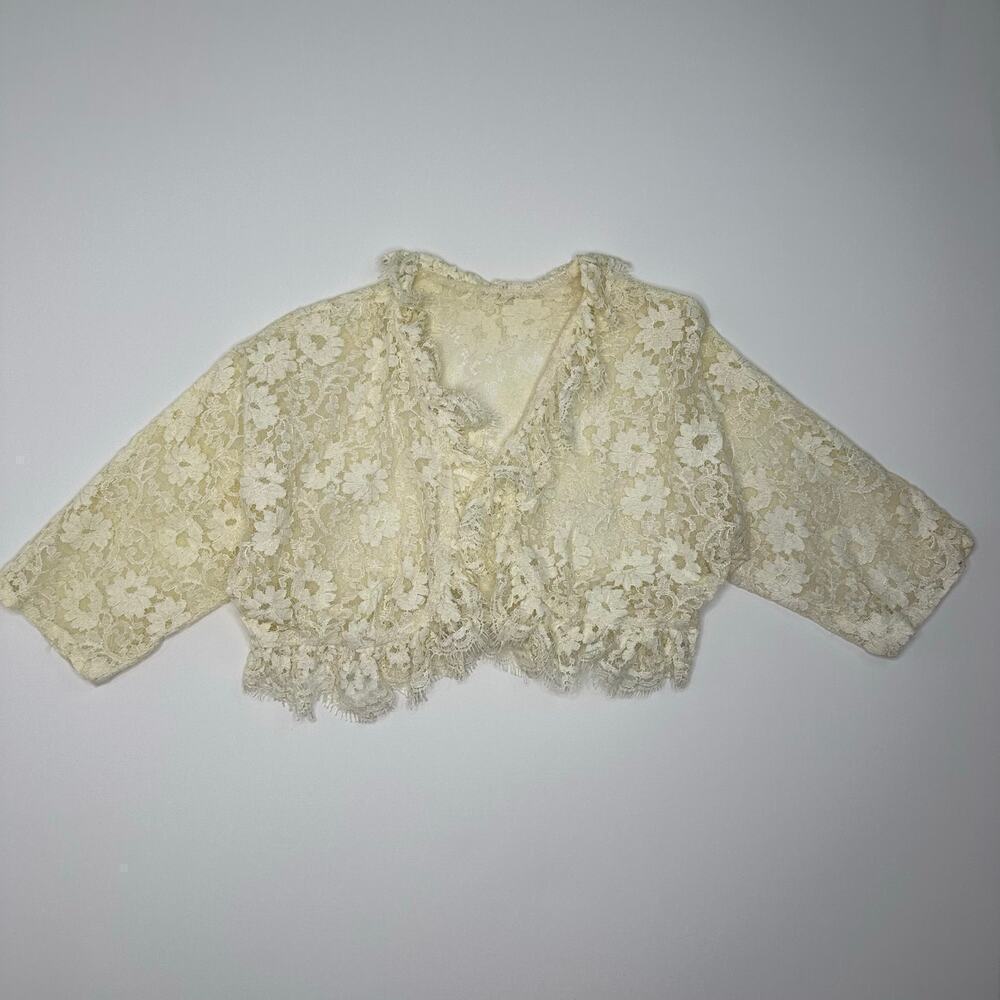 Vintage 1950’s Handmade Lace and Tulle Cropped Jacket Bolero - Wedding or Formal